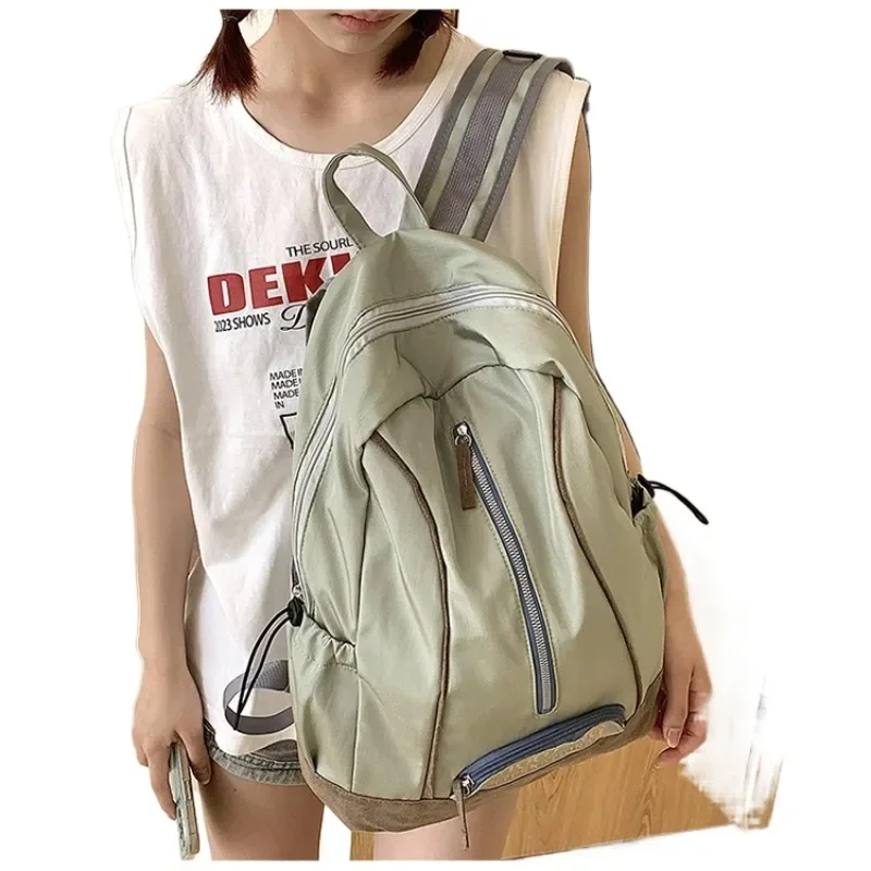 New Nylon Sewing Thread Zipper Basic Style Backpacks Large Capacity Schoolbags for Women 2024 High Quality Casual Bags