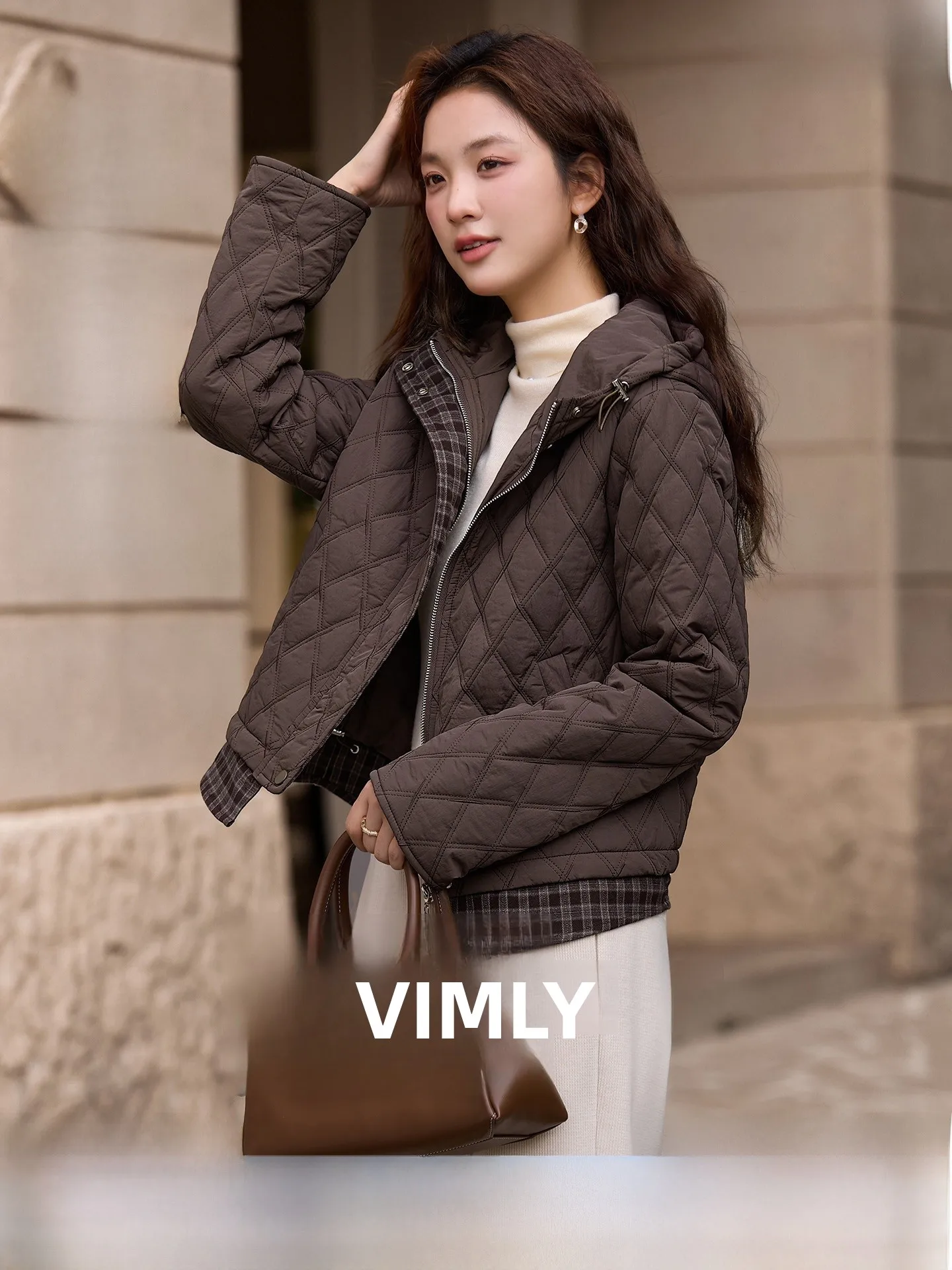 

Утепленная хлопковая куртка для женщин: зимнее пальто с капюшоном, в клетку, с хлопковым наполнителем, теплая верхняя одежда прямого кроя для повседневной носки