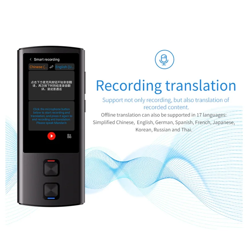 -BOFF T17 138 Traductor de voz bidireccional multilingüe Grabación de traducción de fotos WIFI Chatgpt Compatible con función en línea/sin conexión