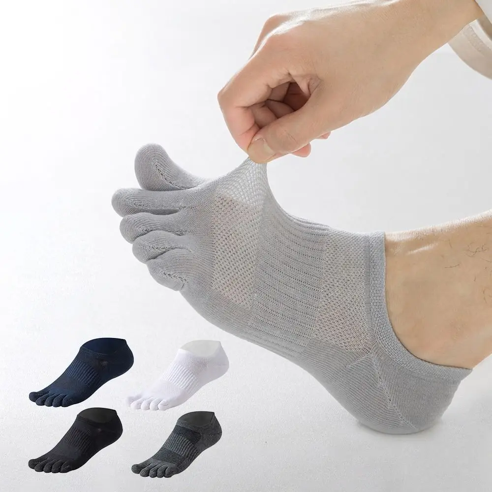 Sweat-absorbing Serasox Toe Socks Breathable Thin Five Finger Socks Barefoot Socks Solid Color Ankle Short Socks for Men