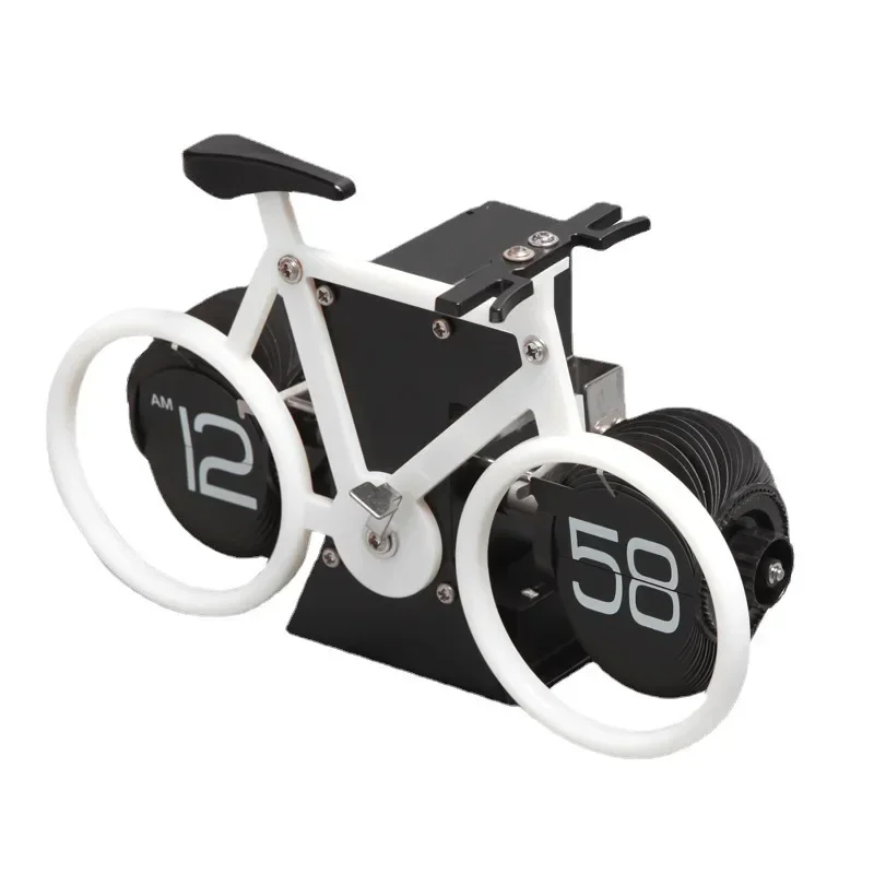 Bicycle page turning clock Personalized bicycle shape Desktop leaf turning clock Simple home decoration ornament