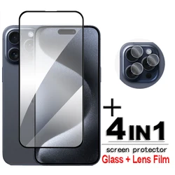For iPhone 15 Pro Glass For iPhone 15 Pro Tempered Glass 2.5D Full Cover Glue Screen Protector For iPhone 15 Pro Max Lens Film