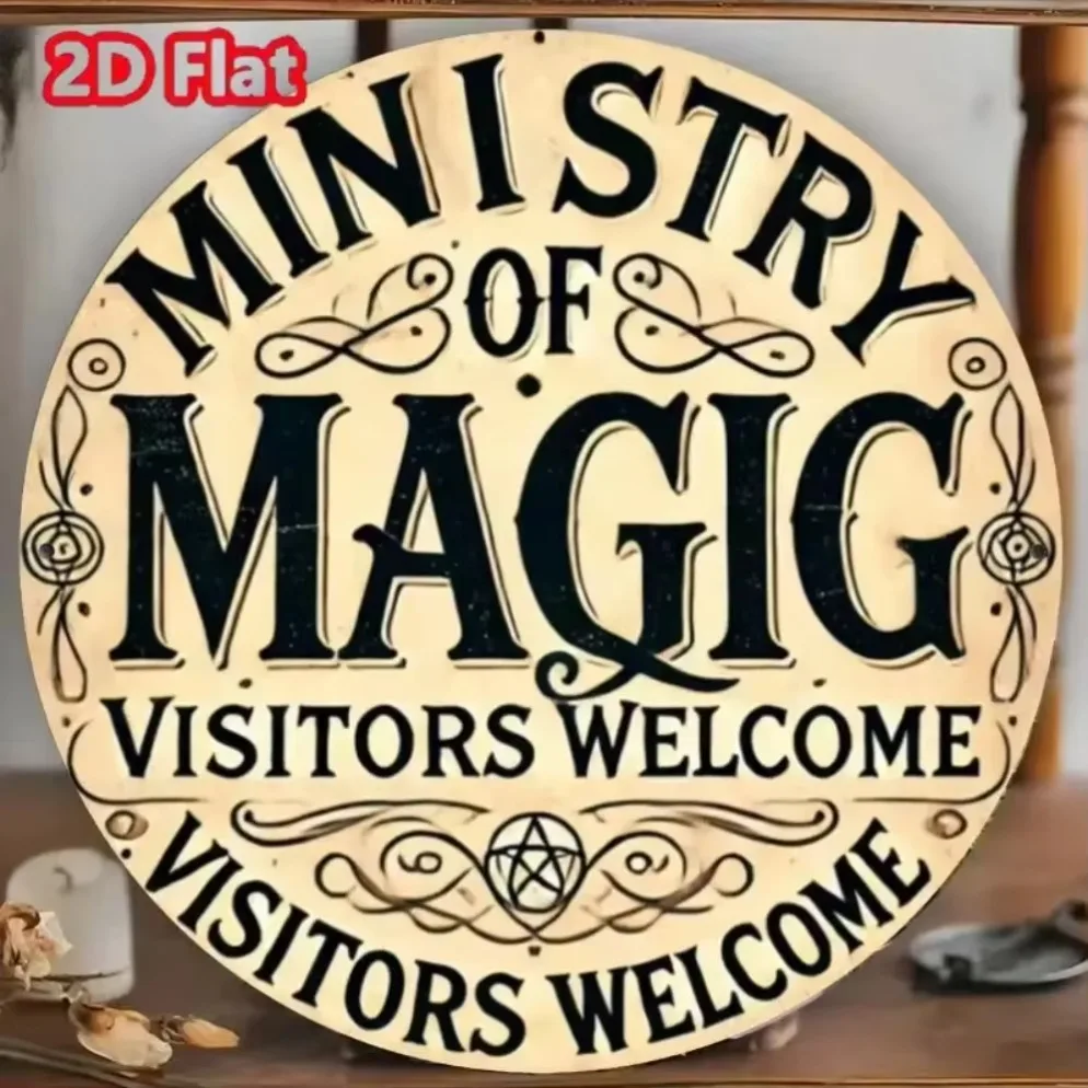 Placa de hierro del Ministerio de Magia "Bienvenido": decoración vintage impermeable para exteriores