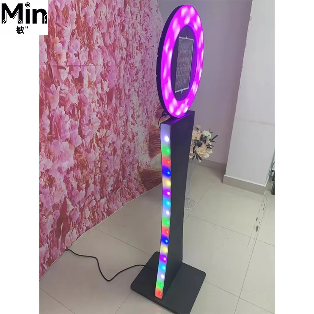 Portable 360 Photo Booth Machine 3d Ring Light LED Selfie Holder for Wedding Party Event Photography Slow Motion Spin Photo