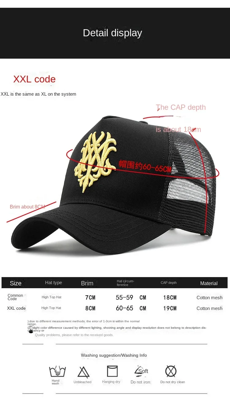 Oohmy-Baseballmützen für kleine und große Köpfe, Übergröße, für Herren und Damen, Netzstoff, Outdoor, Sportkappen, Papa, Übergröße, Trucker-Kappe, 56–60 cm, 60–65 cm – Detail 24
