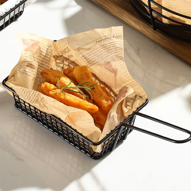 

1PC French Fry Basket Creative Stainless Steel Fried Chicken Fried Food Chicken Legs Plate Container Snack Basket Kitchen Tools