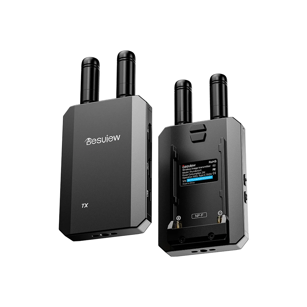 Desview Thunderbolt Wireless Video Transmission System 1080P60 400m 60ms HDMI TX RX 5GHz NP-F Compatible USB-C