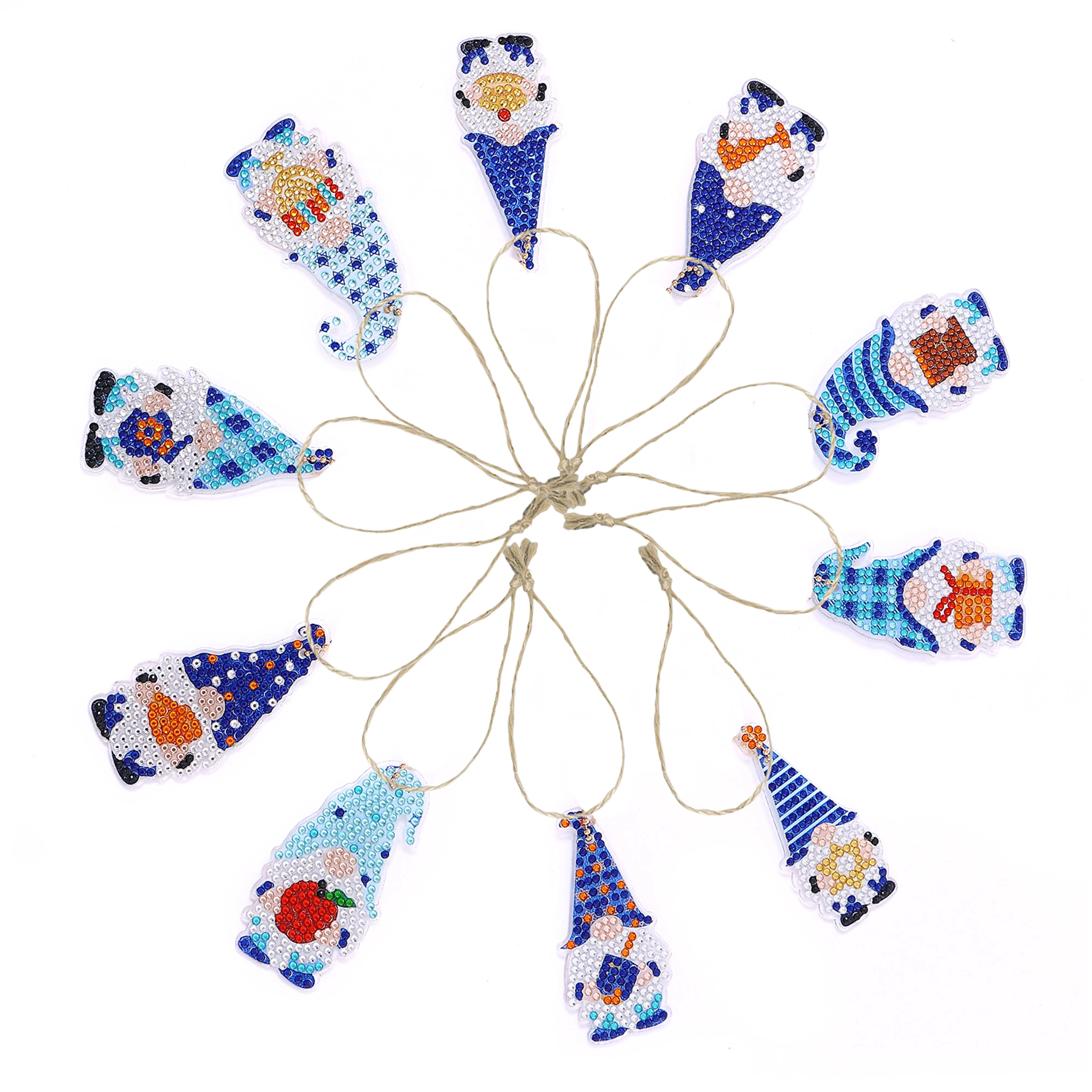 10-Piece Diamond Painting set, lanyard Pendant, Santa Claus pattern, acrylic Material, add a sense of festive Atmosphere, Decora