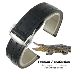 20mm 19mm 21mm Genuine Crocodile Skin Alligator Leather Watch strap for Omega De Ville Seamaster Aqua Terra 150M AT150 Watchband