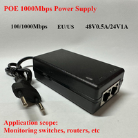 48V/12V POE injector Ethernet CCTV Power Adapter 0.5A /2A 24W POE for IP camera IP Phones POE Switch Power Adapter EU/US Option