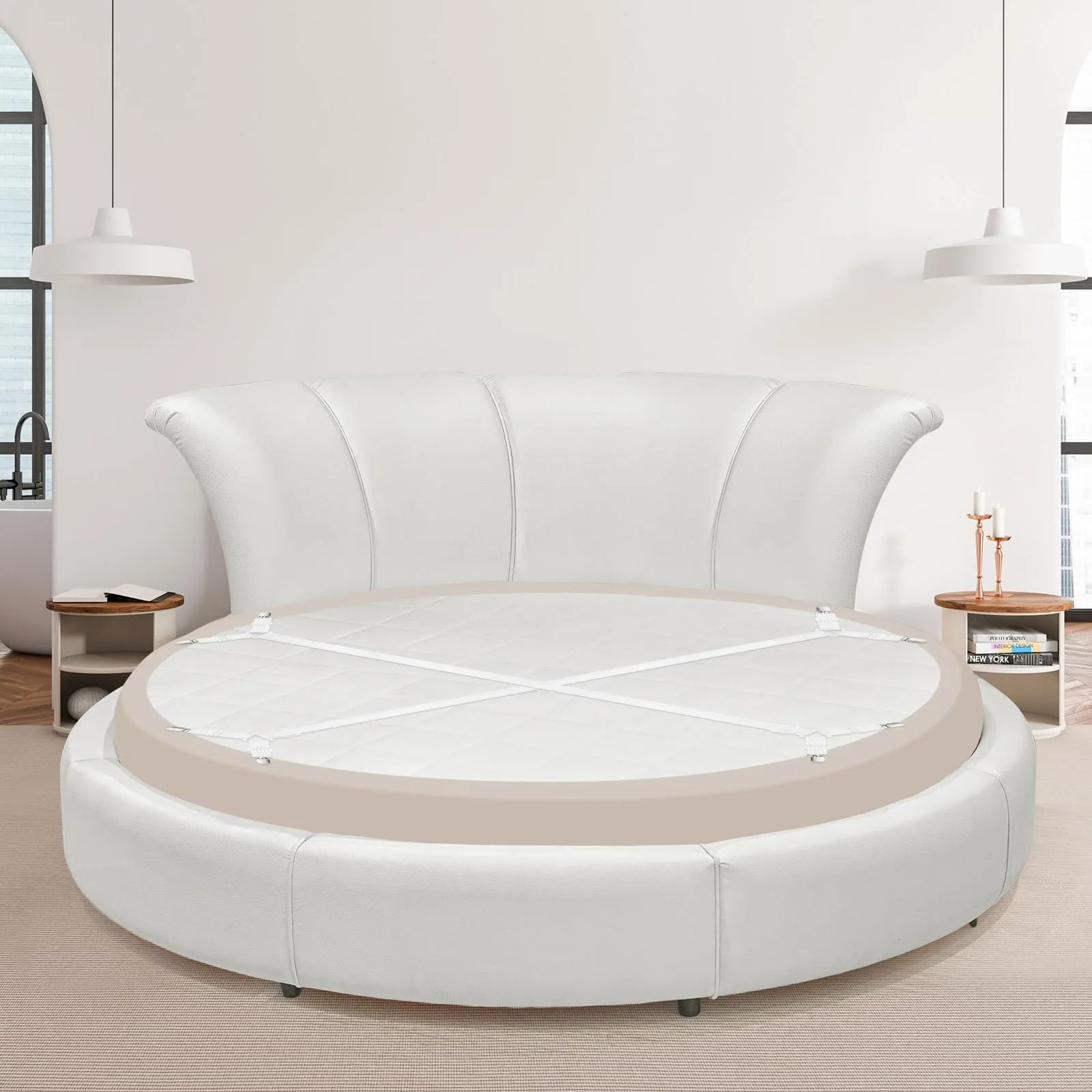 dh-King-Size Leather Round Bed European Industrial Design with Iron Frame Mango Wood  Comprehensive Breakdown of Price&
