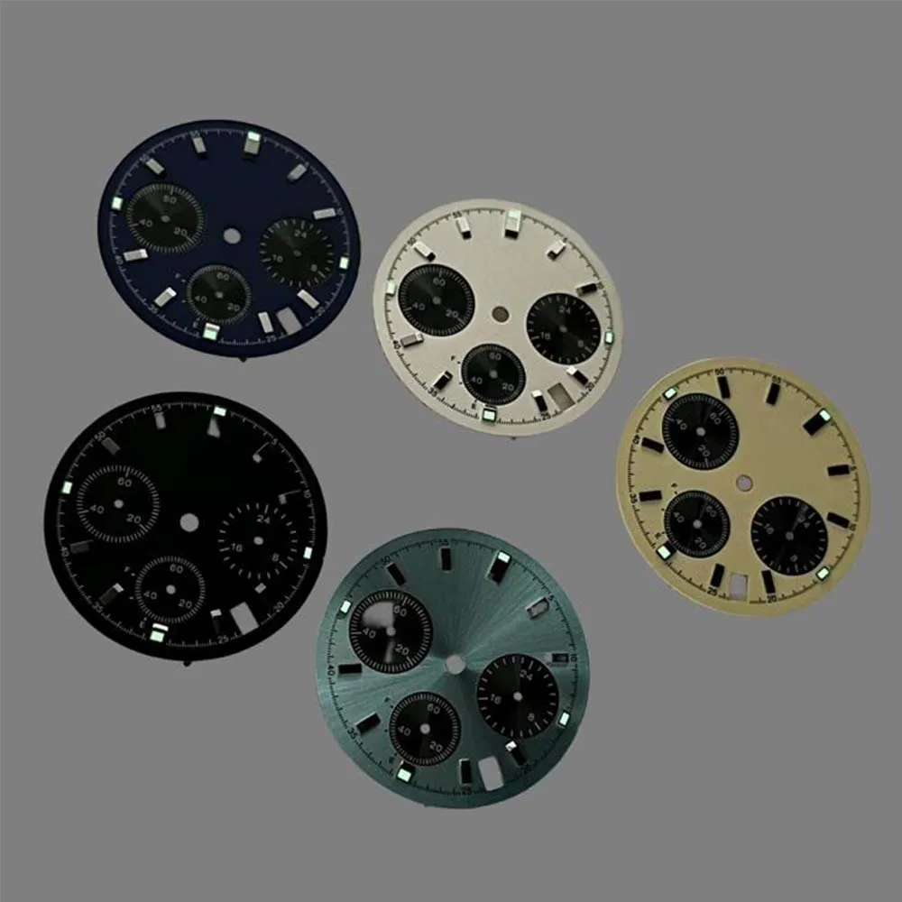 For VK63 Watch Dial Luminous  Index Modified Black/Blue/White Watch Face Multi-function 29.5mm Dial for VK63 Movement