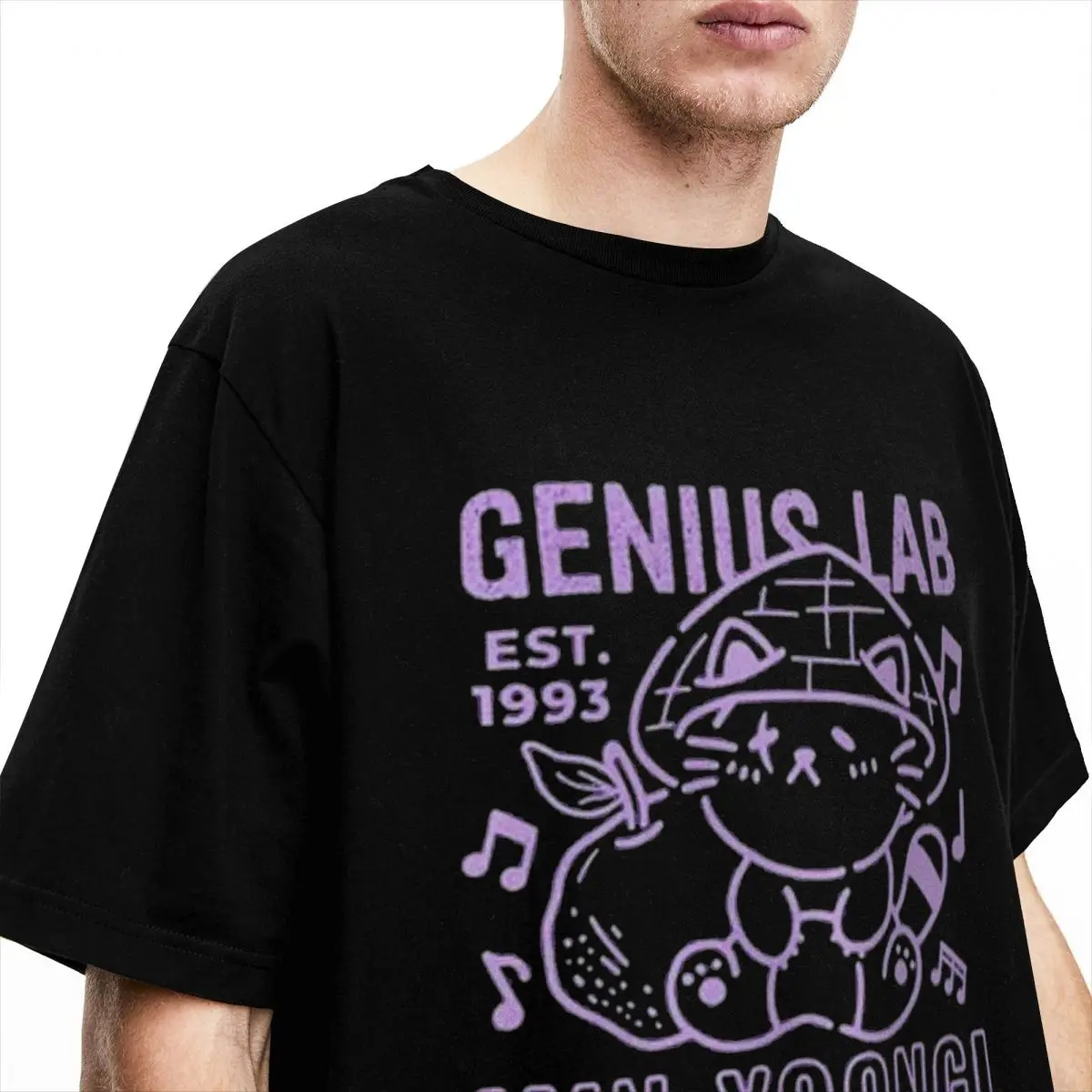 Genius Lab Yoongi J-Jungkooks Kpop Music Men T Shirts Tee Shirt Short Sleeve Round Neck T-Shirts Pure Cotton Gift Idea Clothing