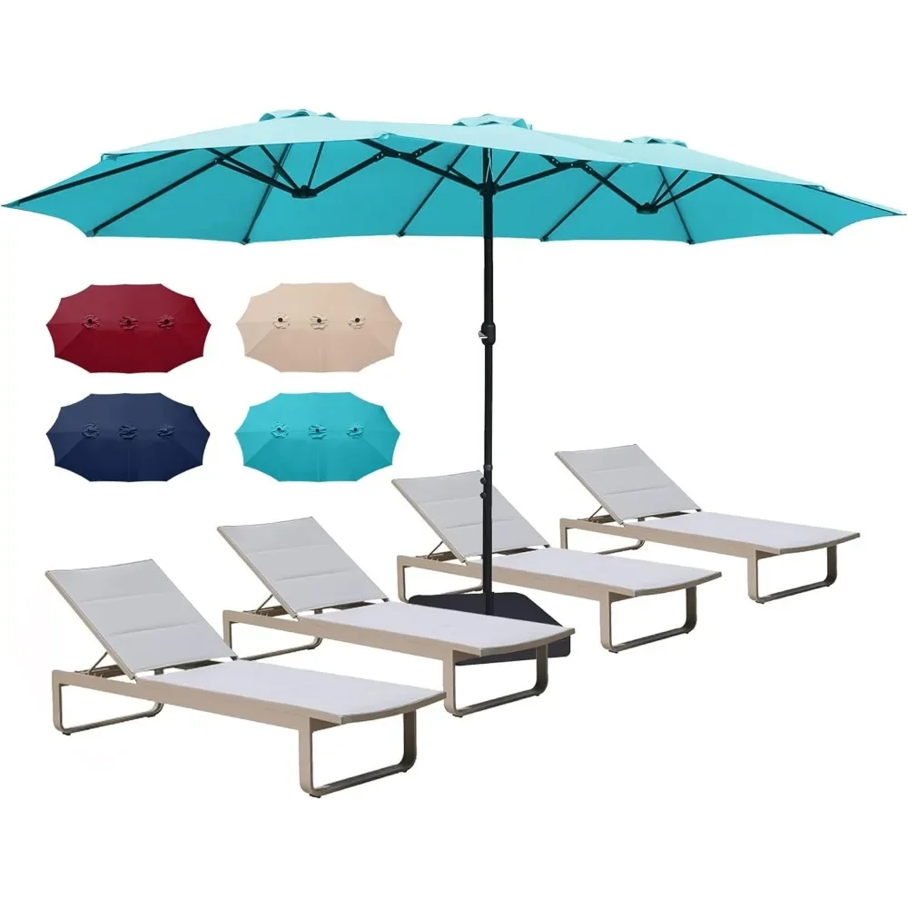 15ft x 9ft Patio Double-Sided Umbrella with Base & Crank, Extra Large Rectangular Outdoor Umbrella for Patio, Lawn & Garden