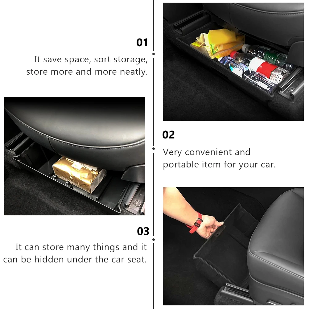 

1 pc Car Storage Container Under Flocking ABS Durable Organizer Container Sundries Auto Interior Space Saving