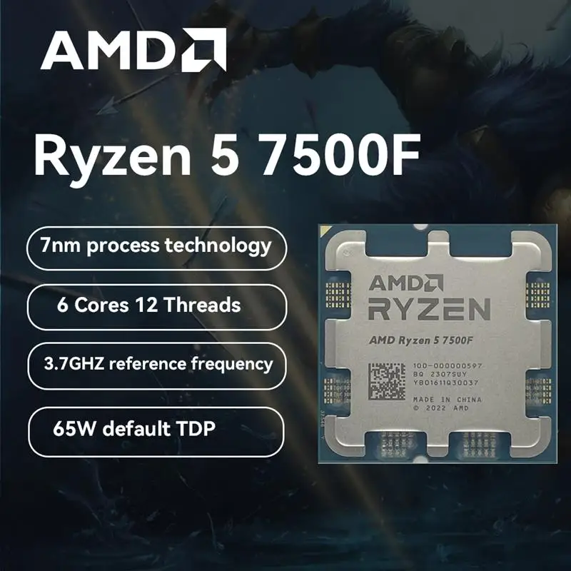 New! New AMD Ryzen 5 7500F R5 7500F 3.7GHz 6-Core 12-Thread CPU Processor 5NM L3=32M 100-000001015 Socket AM5 Tray but without