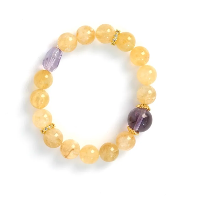 

[Sunset Aurora] Citrine Amethyst Bracelet Women's New Chinese High-end Versatile Niche Women
