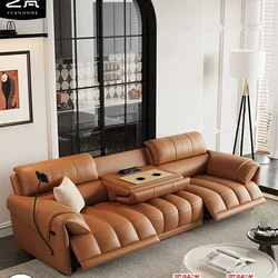 Electric Living Room Sofas Leather Leather Modern Straight Italian Adjustable Flip Sofa Divani Da Soggiorno Home Furniture