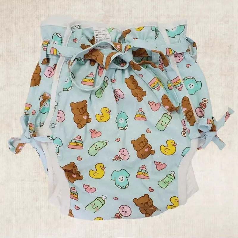 

Мужские моющиеся мягкие подгузники в японском стиле ABDL, женские моющиеся подгузники с принтом, трусики DDLG, дышащие, герметичные трусы с высокой талией