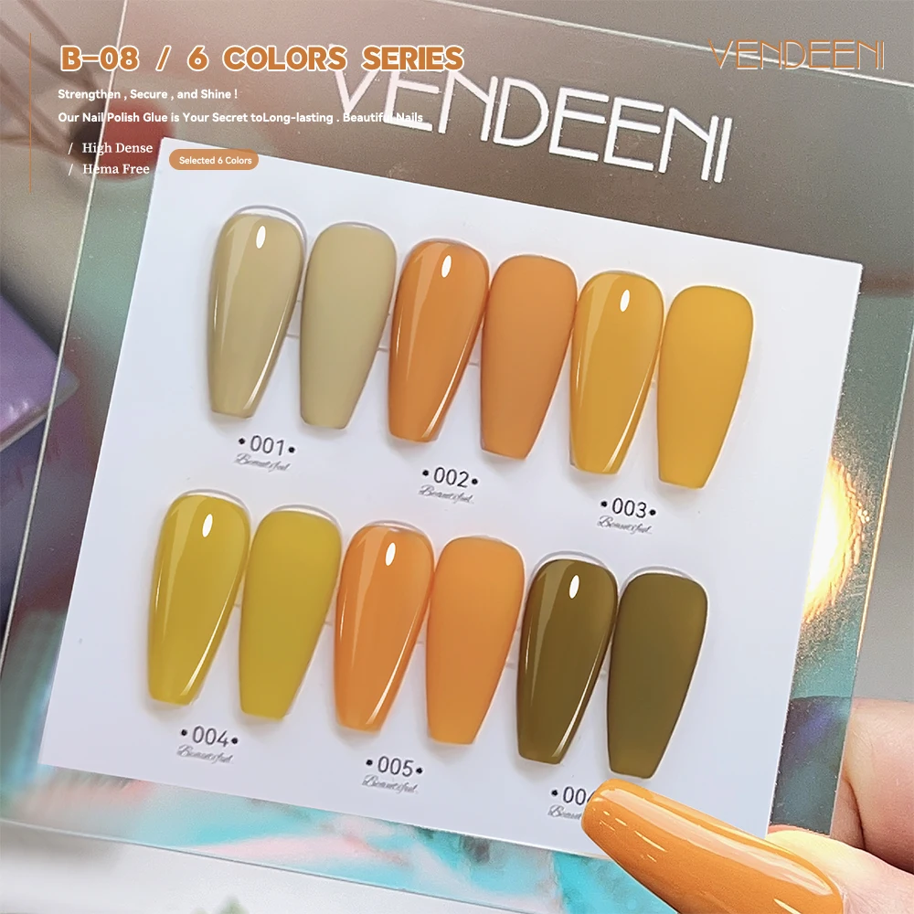 Vendeeni High Pigment 6colors Nail Gel Polish Set TPO HEMA FreeBright orange yellow green Gel Polish Kit