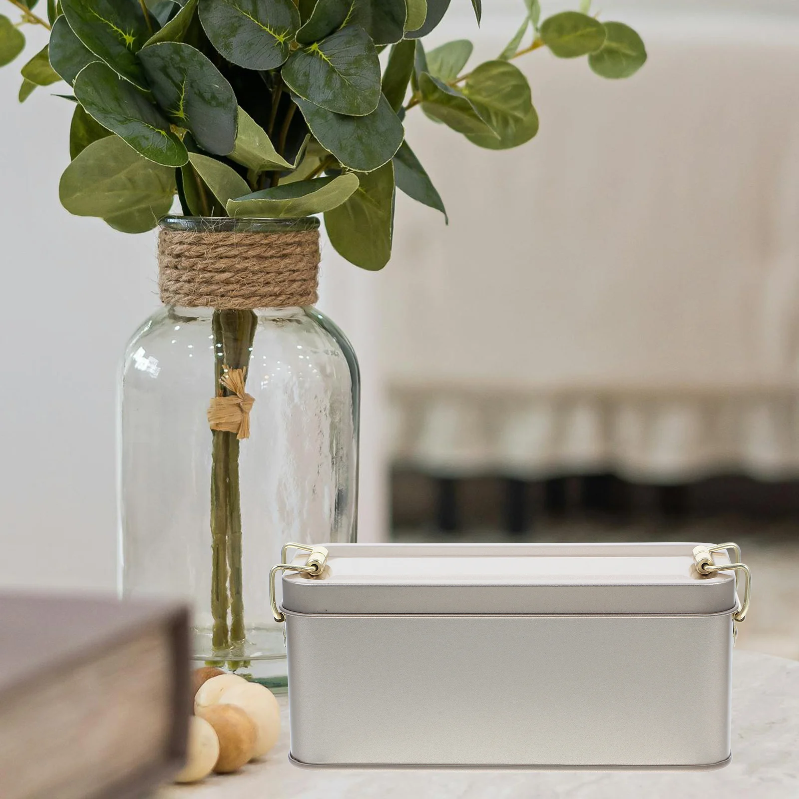 

Metal Storage Tin with Lid Rectangular Iron Box for Cookies Candy Biscuits Freshness Seal Reusable Container for Home Kitchen