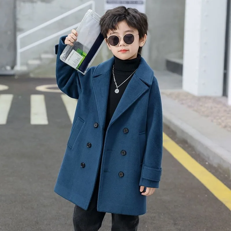 

2025 New Kids' Wool Coat Plus Cotton Thickened Stylish Children's Winter Jacket Thickened Baby Coat for Medium Large Kids