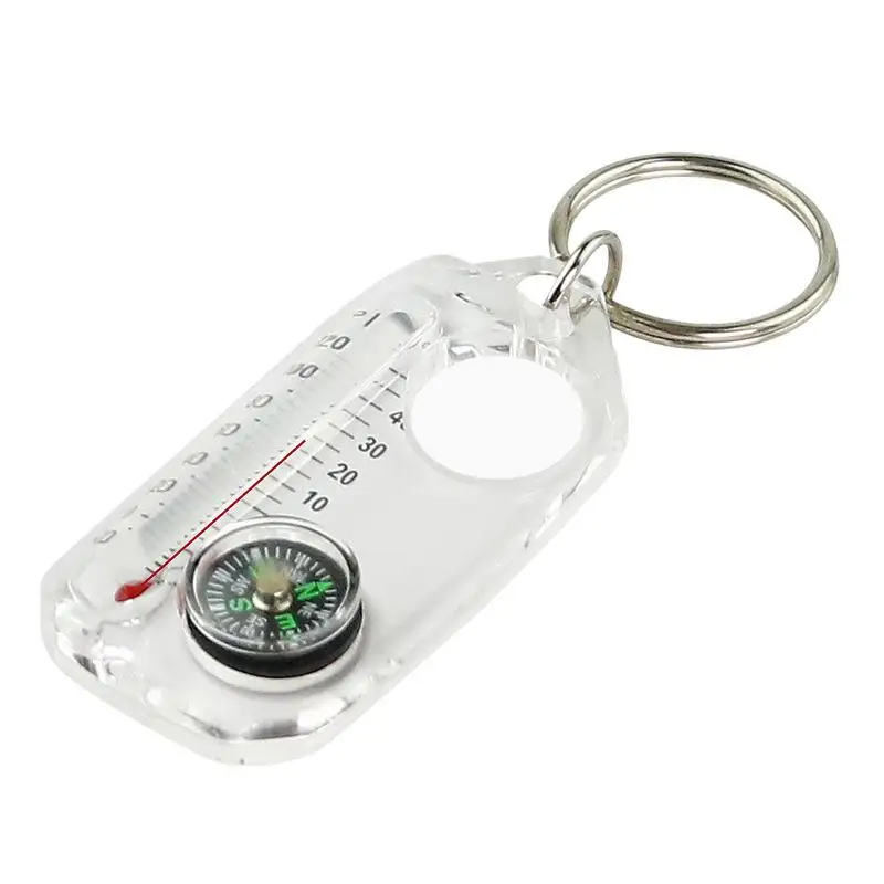 3 In1 Portable Luminouss Accurate Compass Thermometer Keychain Mini Compass Keyring Gear Outdoor Tool Equipment