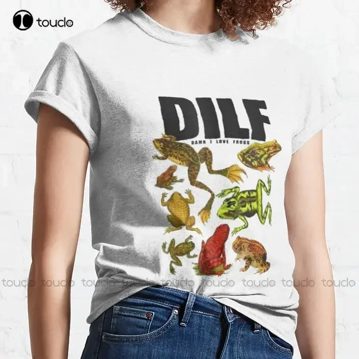 Dilf Damn I Love Frogs Classic T-Shirt Cute T Shirts Make Your Design Aldult Teen Unisex Digital Printing Tee Shirts New