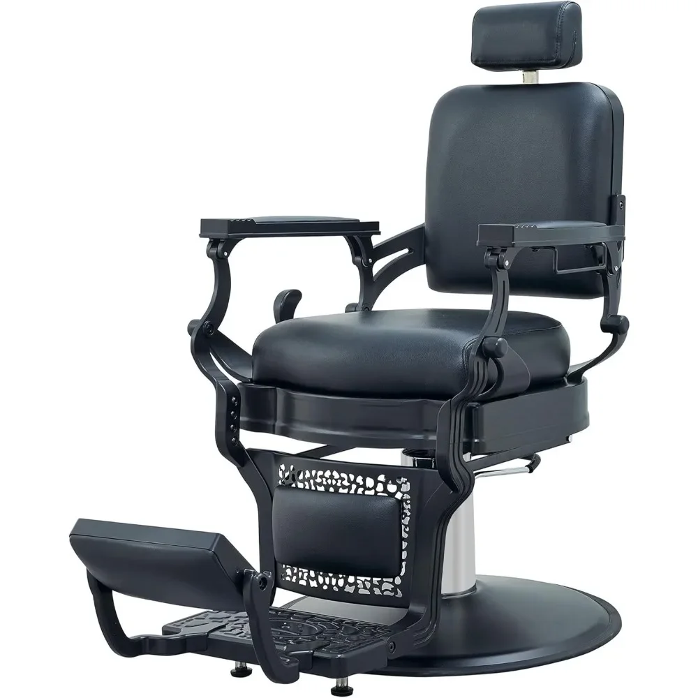 

Barber Chair Heavy Duty 700 lbs - Salon Chair for Hair Stylist - Black Reclining Barber Chairs for Barbershop - Salon Tattoo