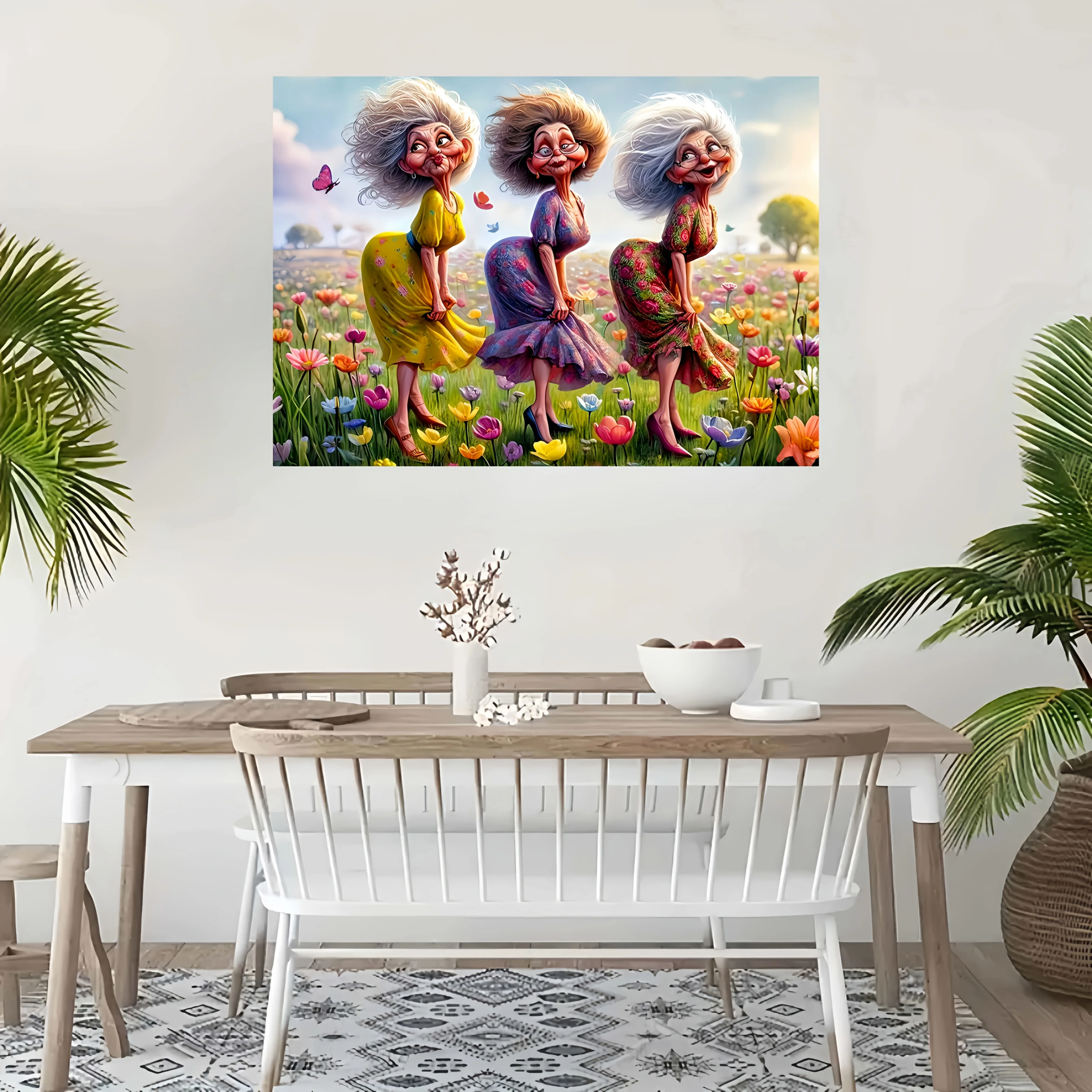 1000 peças quebra-cabeça da avó do jardim para adultos-design floral vibrante com mulheres idosas alegre, diversão familiar ga interativo