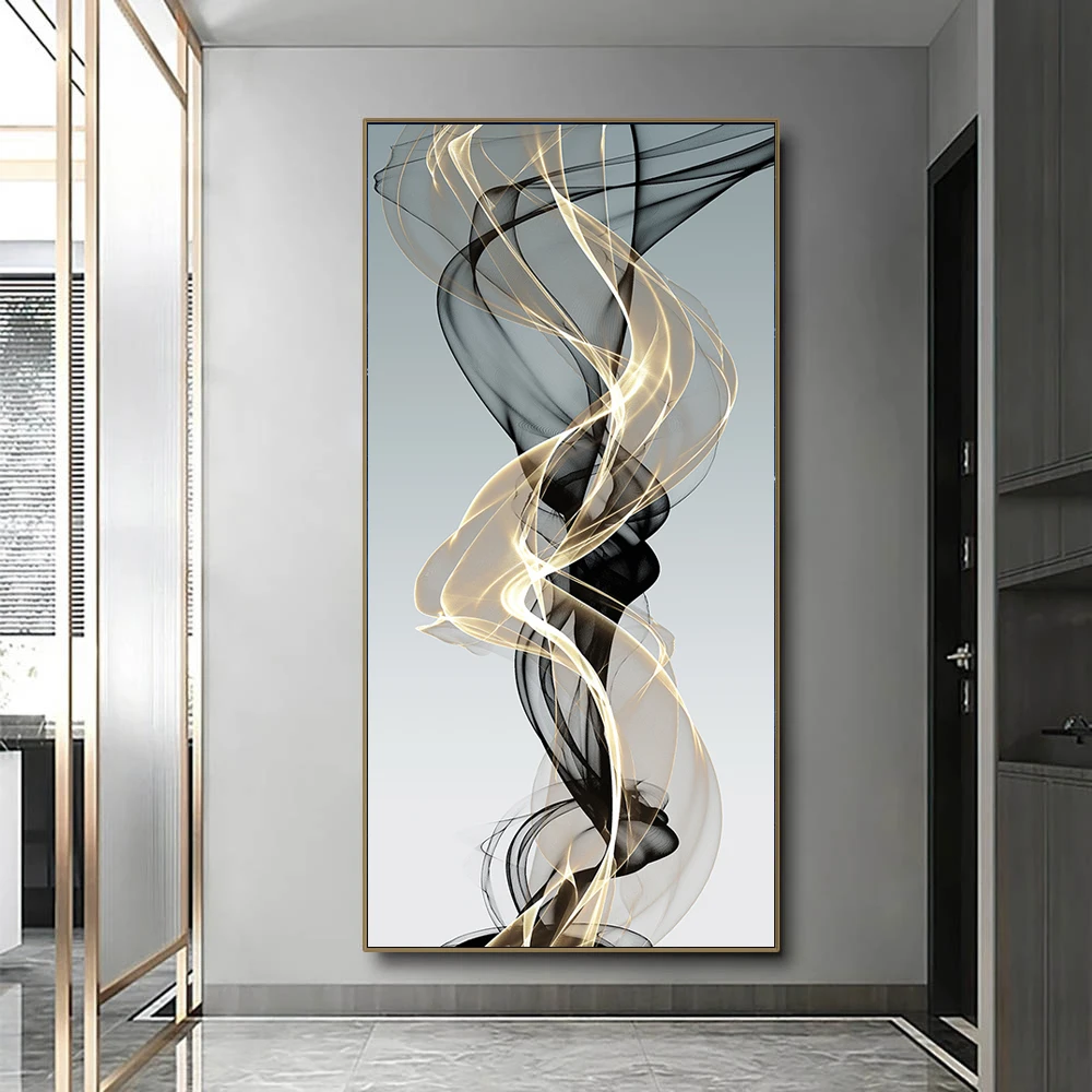 Abstract Modern Nordic Gold Geometry Gold Grey Line Wall Art Canvas Painting Poster Picture Print For Living Room Home Decor