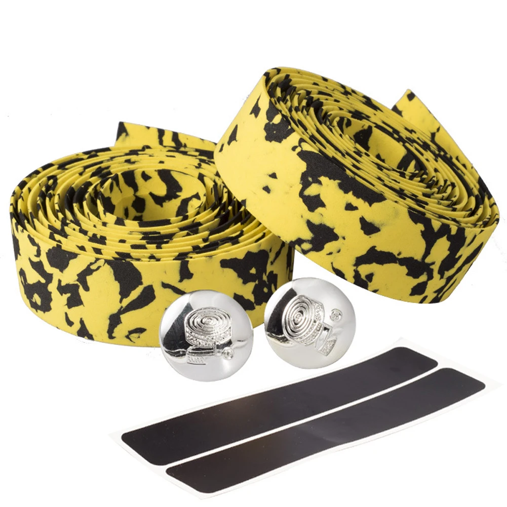 شريط مضاد للانزلاق لمقود الدراجة، شريط إسفنجي للصدمات مقاس 2000 مم مع تشطيب نهاية البار لركوب الدراجات والأنشطة الخارجية