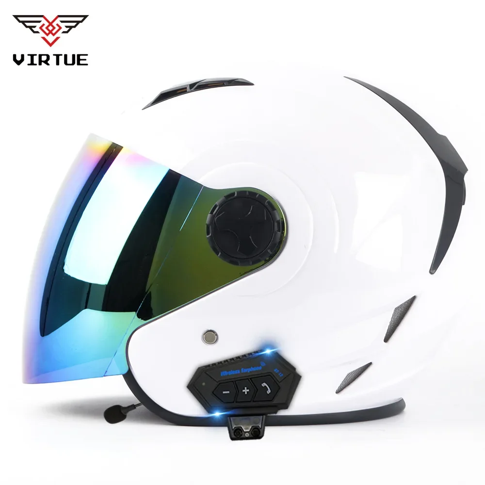 VIRTUE Electric Vehicle Helmet for Men Women Lightweight Bluetooth Half Helmet Safety Helmet for All Seasons Casco Moto