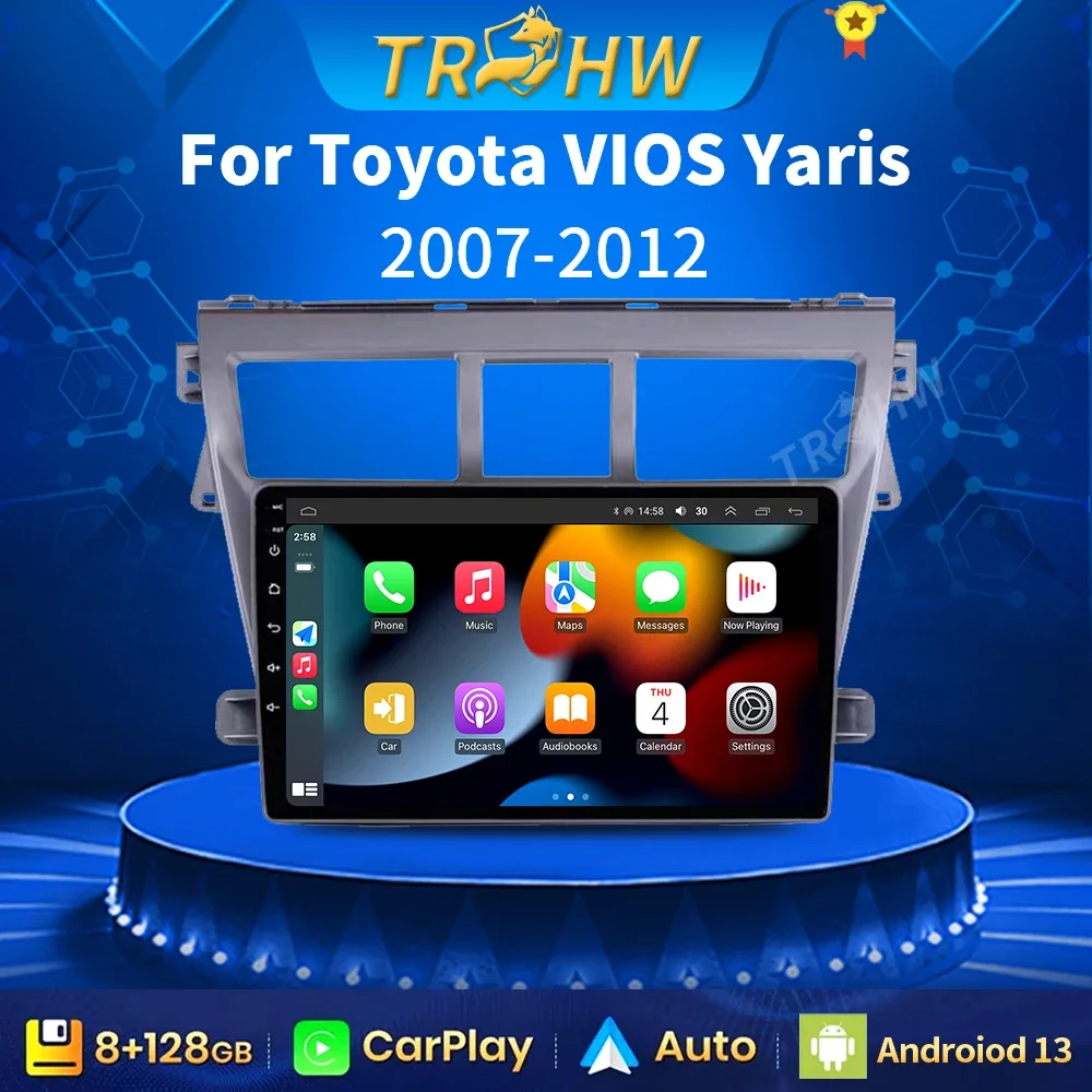 

Car Radio For Toyota VIOS Yaris 2007 2008 2009-2012 Wireless CarPlay Android Auto DSP Car Multimedia GPS Navigation DVR autorad