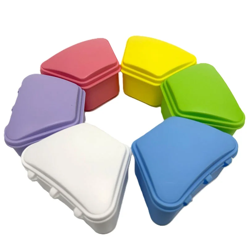 Ladder Shape Plastic Denture Bath Box Case Dental False Teeth Appliance Container Trapezium Denture Storage Boxes