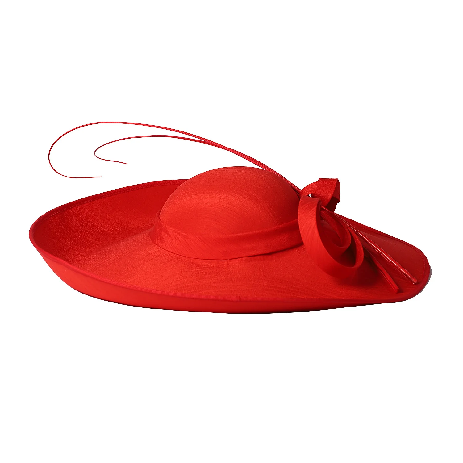 Kentucky Derby Hat Sun Womens Red Wool Felt Wide Brim Bow Society Wedding Church Red Wide Brim Hat for Women Church Beach Wedding Kentucky  main image 2