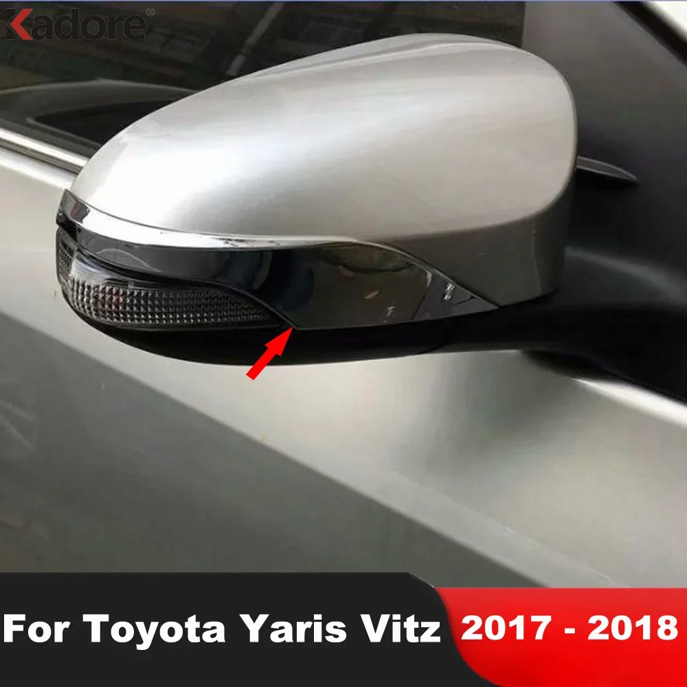 

For Toyota Yaris Vitz 2017 2018 Chrome Car Door Rear View Side Mirror Cover Trim Molding Garnish Strip Exterior Accessories