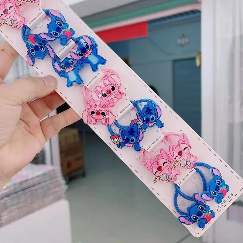 Disney Stitch Cartoon Whip Rubber Band Girls Acrylic High Quality Hair Band Headband Decoration Cute Baby Hair Accessories Gifts