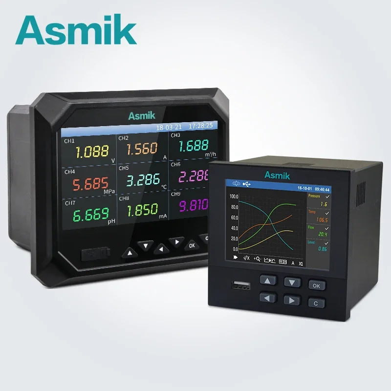 Asmik high performance 64 channel paperless recorder with LCD display with good aftersale service