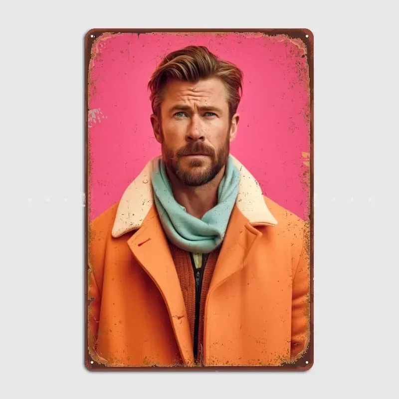 Chris Hemsworth Vogue Art Decoration for Home Decor Items Tin Metal Sign Custom Man Cave Garage Bar Decoration Retro Poster Wall