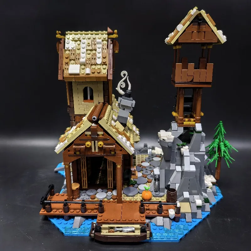 1837PCS MOC Middeleeuwse Retro Dorp Bouwstenen Set Street View Huizen Model Desktop Decoratie DIY Speelgoed Cadeau Voor Kinderen Volwassenen