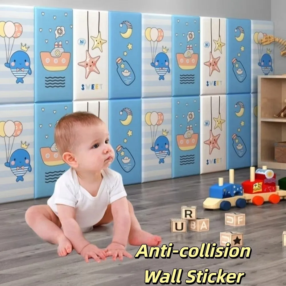New Anti-collision 3D Wall Sticker Cute cartoon Thicken Wallpaper Self-adhesive Waterproof Wall Mat Pad Kids Bedroom