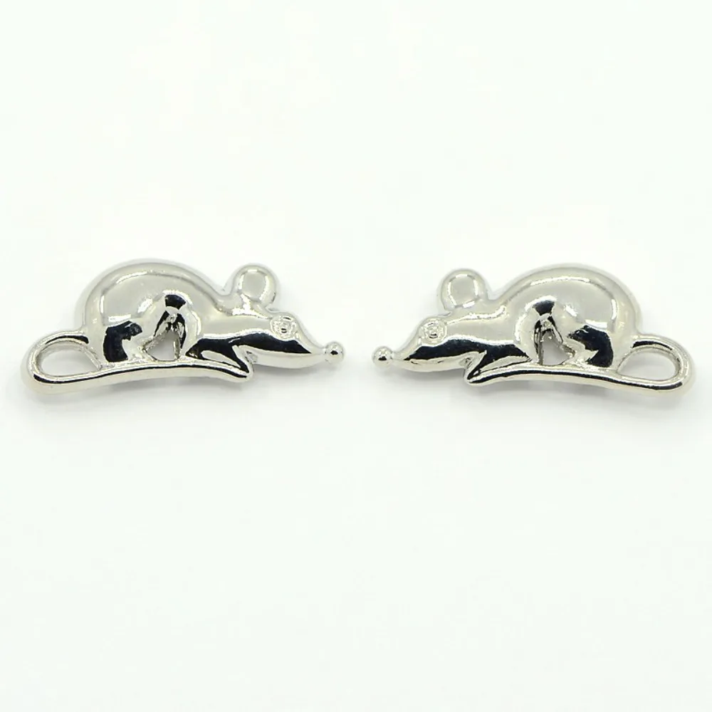 20pcs Alloy Animal Mouse Rat  Pendants Mixed color 18x8x3mm Hole: 3x1mm