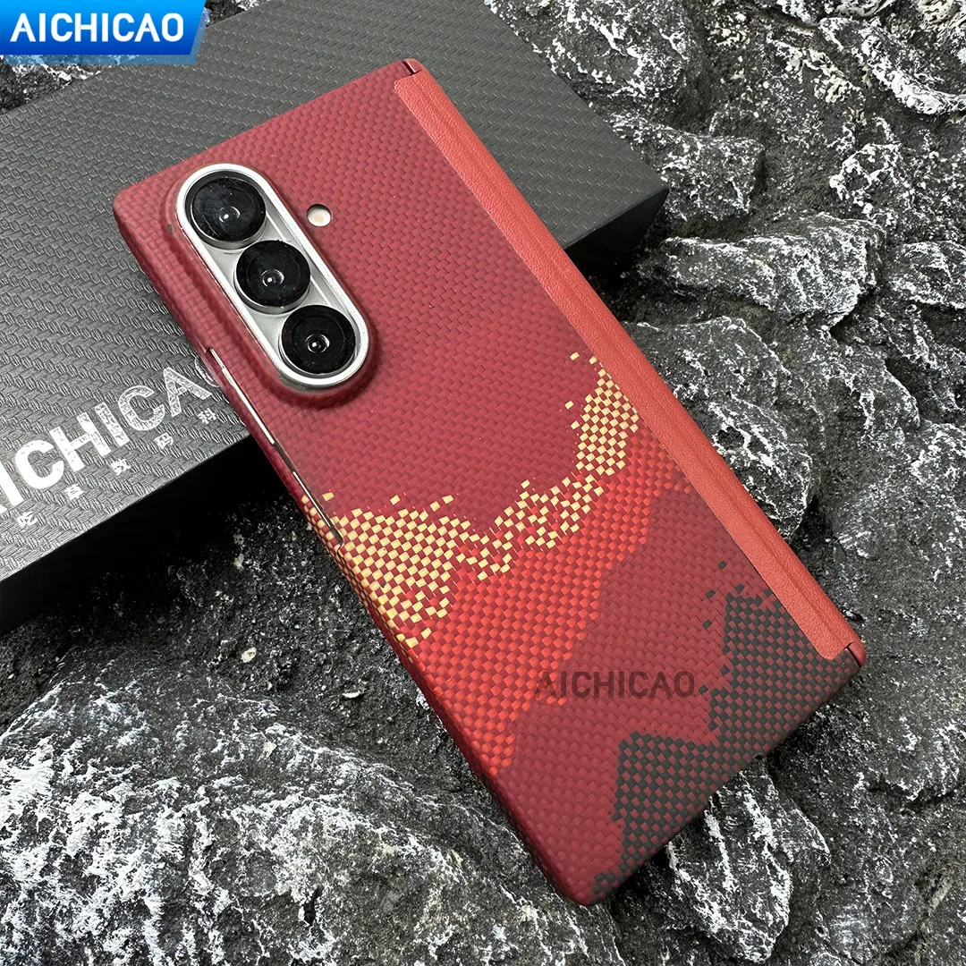 

Чехол для телефона ACC-Real Carbon для Samsung Galaxy Z Fold 7, защита шарнира оси арамидного волокна, ультратонкий чехол с защитой от падения