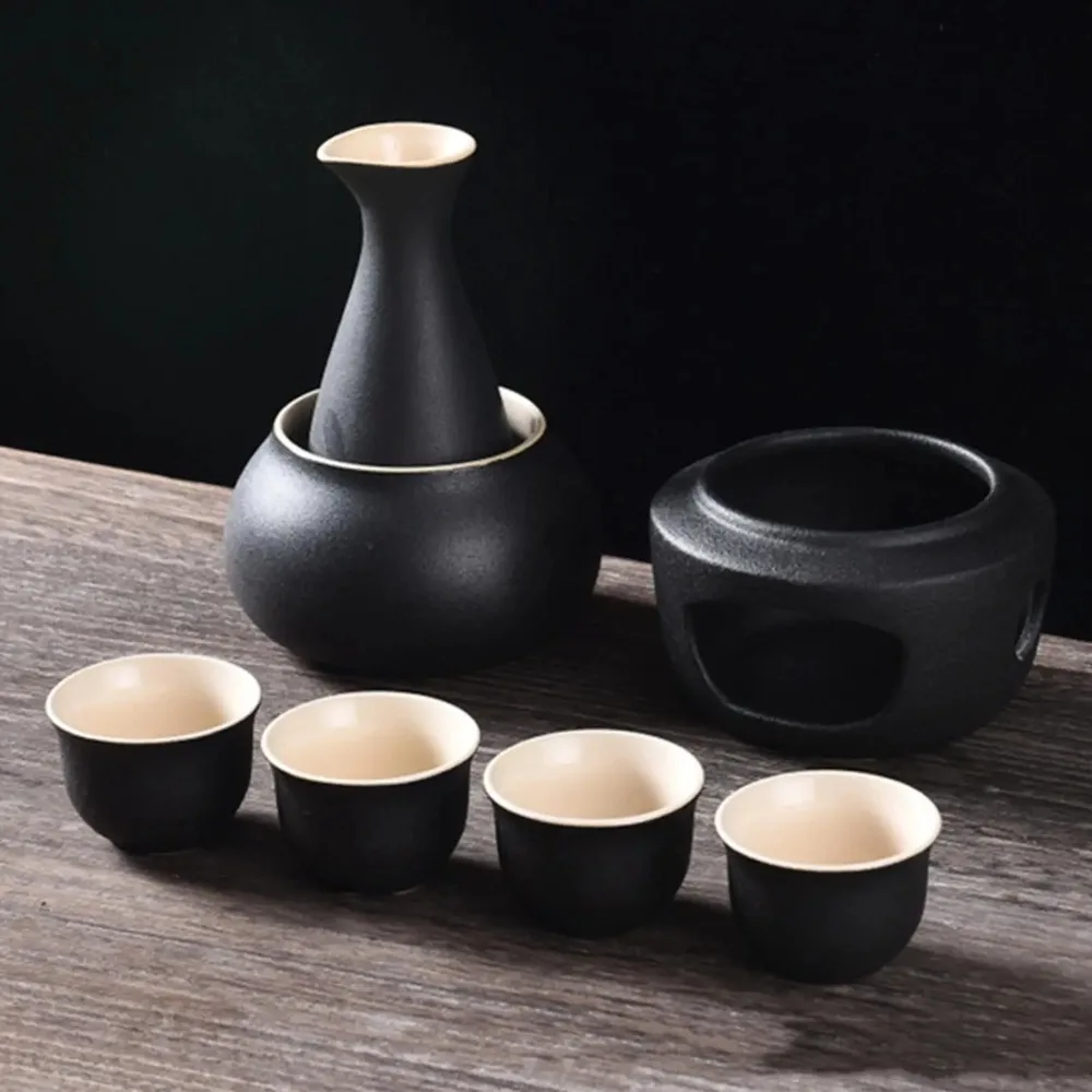 

Ceramic Sake Set with Warmer, Traditional Porcelain Sake Bottle & Warming Bowl, Japanese Pottery Gift for Tea Party