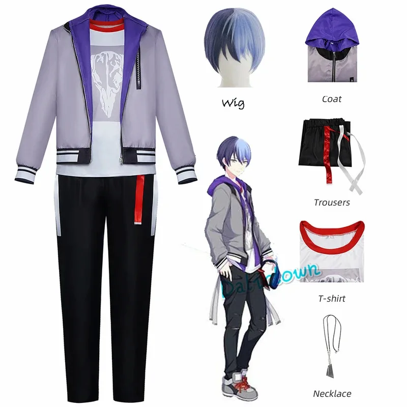 Projeto sekai colorido palco vívido bad squad bad cães toya aoyagi cosplay peruca anime pjsk uniforme escolar roupa de halloween