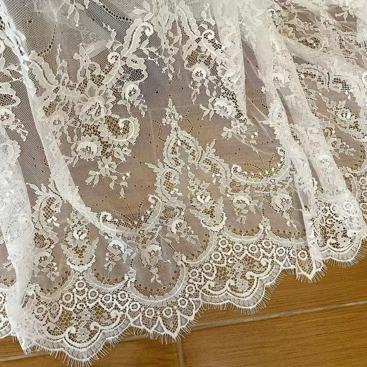 

Eyelash french lace High Quality bridal lace fabrics for DIY fashion clothes, wedding dresses accessories