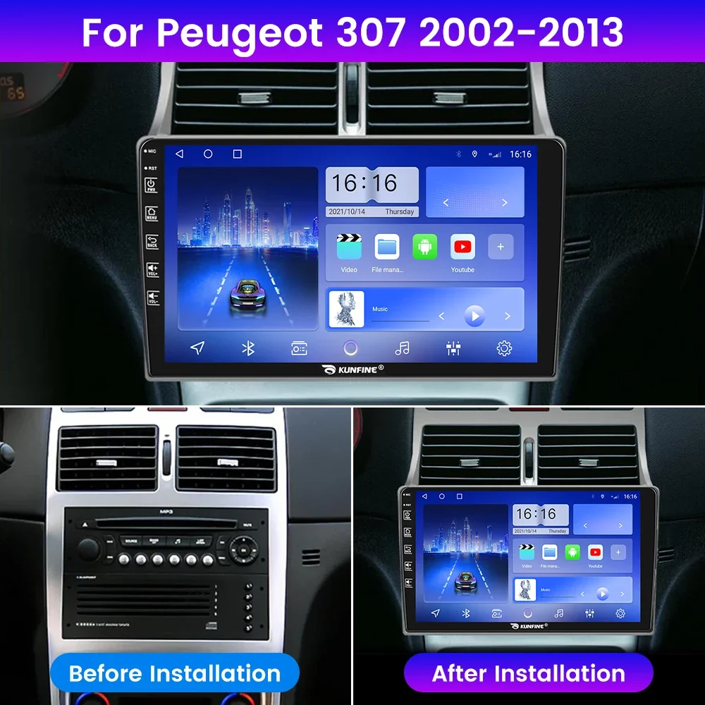 Android Car Radio For Peugeot 307 2002-2013 Car Stereo 2Din Octa Core GPS Navigation Player IPS Screen Carplay Android Auto