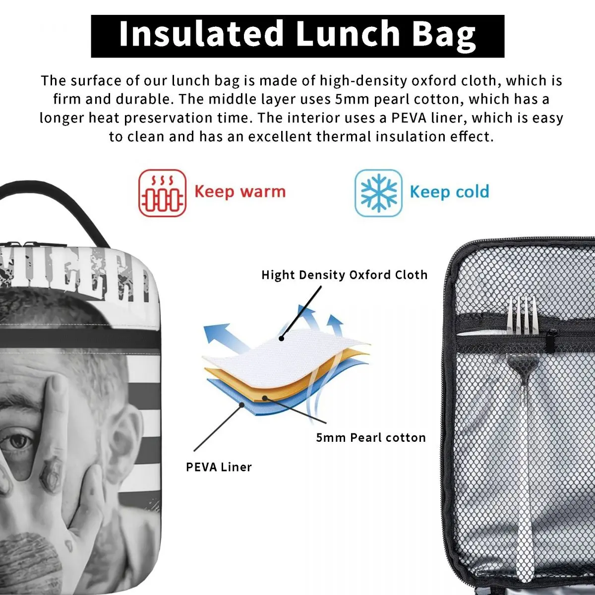 Hip-Hop, Macmiller Legend Shirt Poster Sticker Insulated Lunch Bag for Women Kids Portable Food Boxes Thermal Lunch Box Tote