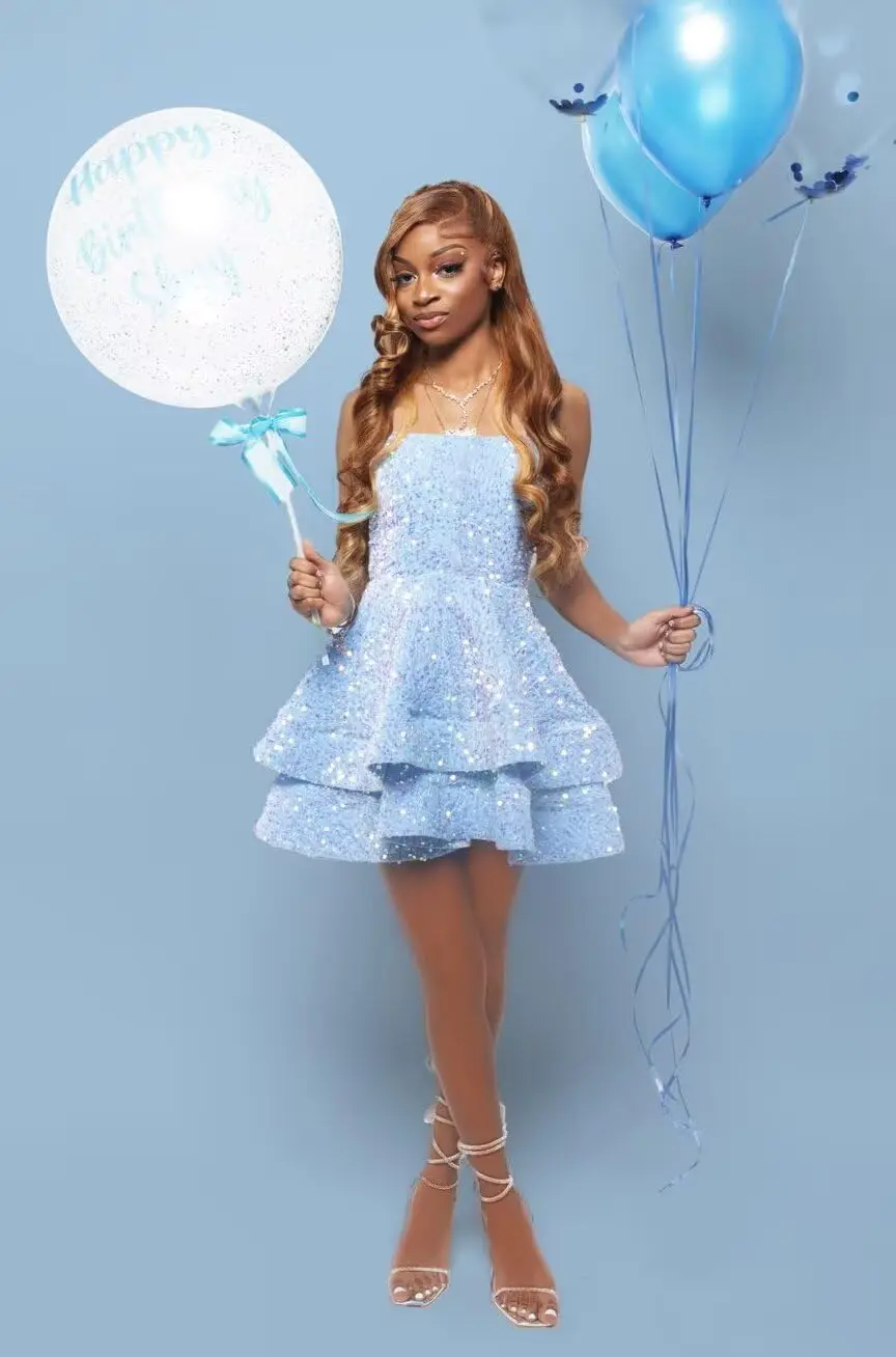 

Square Neck Mini Teens Sequin Short Homecoming Dresses Shoot Tiered Cocktail Party Dress Evening Graduation Dress Ball Gown
